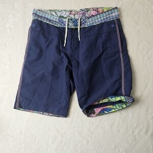Robert Graham swim Trunks 34 Men’s Navy Floral Detail Lining Retro Beach Vacay